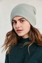 Urban Outfitters Cozy Rib Knit Beanie,green,one Size