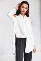 Urban Outfitters Silence + Noise Ciara Cold Shoulder Button-down Shirt