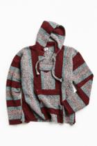 Urban Outfitters Vintage Maroon + Teal Woven Pullover Hoodie Sweatshirt
