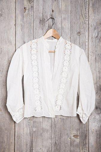 Vintage White Cutout Floral Blouse
