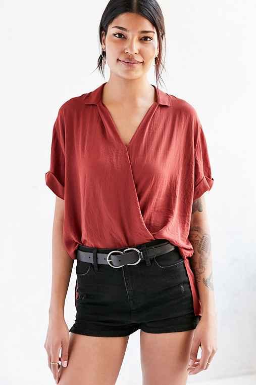 Urban Outfitters Silence + Noise High/low Surplice Tee Blouse,rust,s