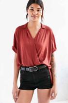 Urban Outfitters Silence + Noise High/low Surplice Tee Blouse,rust,s