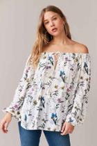 Urban Outfitters Kimchi Blue Linda Off-the-shoulder Tie-front Blouse,cream,m