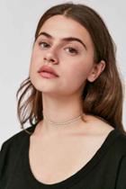 Urban Outfitters Cami Delicate Rhinestone Choker Necklace,silver,one Size
