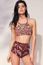 Urban Outfitters Out From Under Printed Flat High-waisted Bikini Bottom,maroon,m