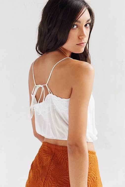 Urban Outfitters Dee Elle Banded Bottom Lace Trim Blouse,white,l