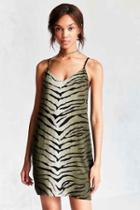 Urban Outfitters Ecote Celeste V-neck Mini Printed Slip Dress,green Multi,s