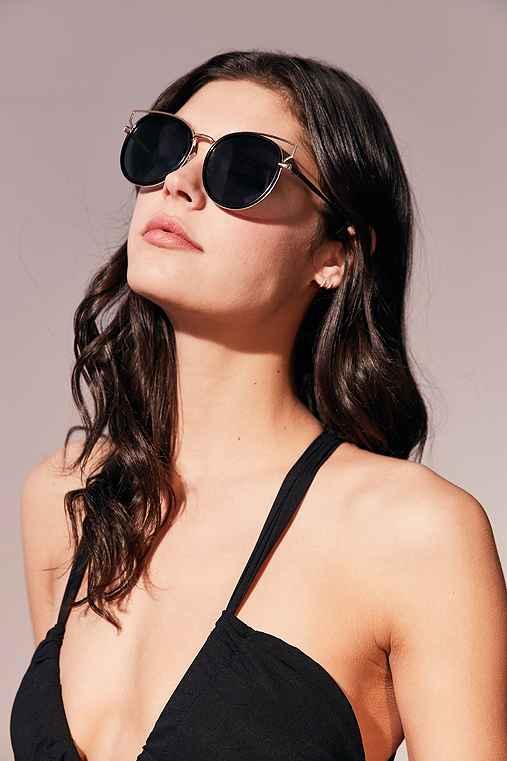 Urban Outfitters Chelsea Metal Cat-eye Sunglasses,black,one Size