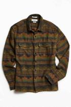 Urban Outfitters Uo Blanket Pattern Jacquard Flannel Button-down Shirt,green,l