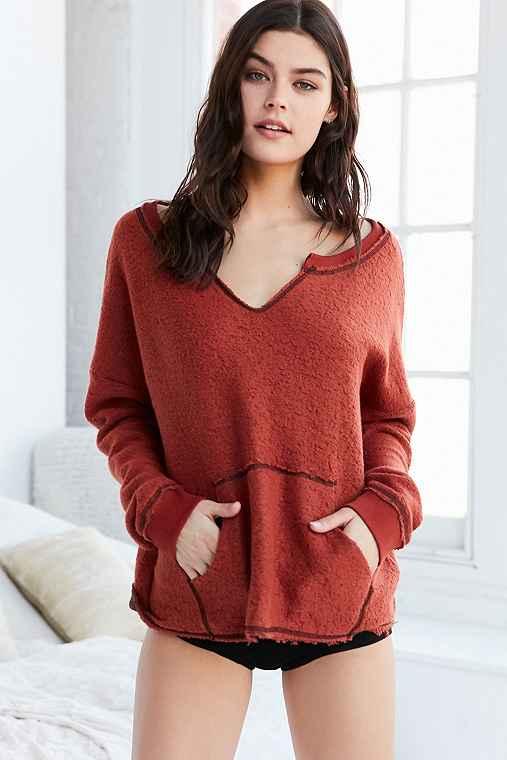 Urban Outfitters Project Social T X Out From Under Beach Terry Pullover Sweatshirt,rust,m