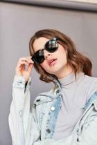 Urban Outfitters Carmella Round Sunglasses,black,one Size