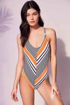 Urban Outfitters Out From Under Variegated Stripe One-piece Swimsuit,multi,s
