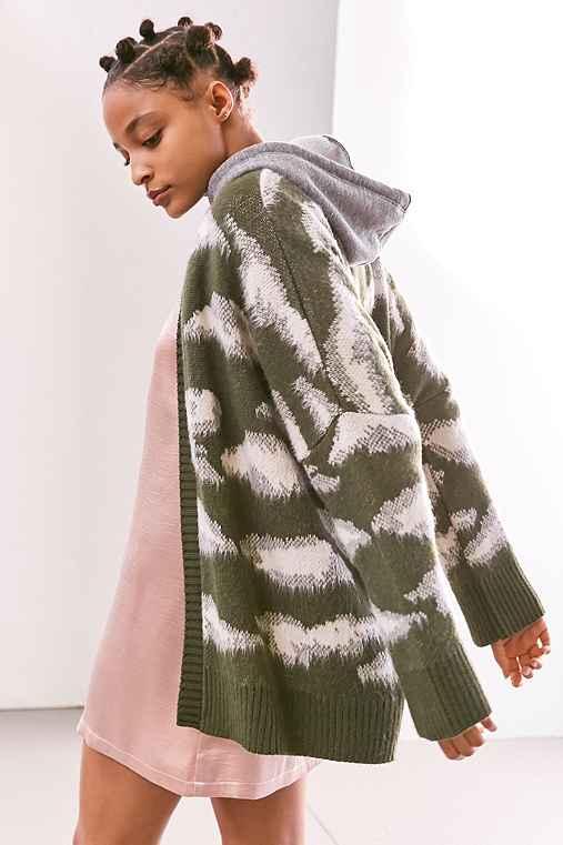 Urban Outfitters Ecote Brushed Camo Cardigan,green Multi,m