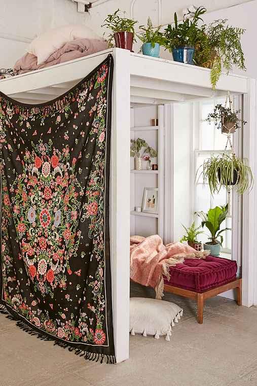 Urban Outfitters Plum & Bow Rosa Floral Scarf Tapestry,black Multi,one Size