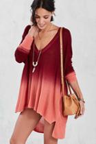 Urban Outfitters Pins And Needles Dip-dye Tunic Top,red Multi,xs
