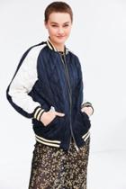 Urban Outfitters Silence + Noise Quilted Satin Varsity Bomber Jacket