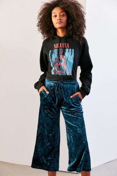 Urban Outfitters Silence + Noise Tabitha Crushed Velvet Culotte Pant