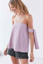 Urban Outfitters Silence + Noise Lovers Lane Off-the-shoulder Tie Top,lavender,l