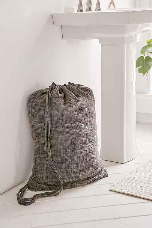 Urban Outfitters Crinkle Gauze Laundry Bag,navy,one Size