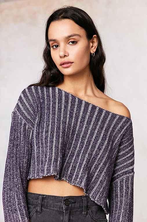 Urban Outfitters Silence + Noise Kylie Ribbed Crop Sweater,purple Multi,xs
