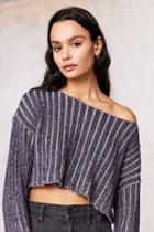 Urban Outfitters Silence + Noise Kylie Ribbed Crop Sweater,purple Multi,xs