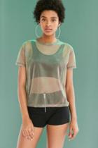 Urban Outfitters Silence + Noise Iridescent Shimmer Mesh Tee