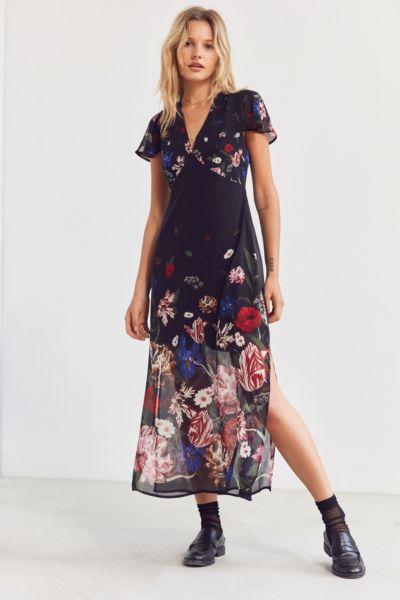 Kimchi Blue Sheer Floral Print Midi Dress