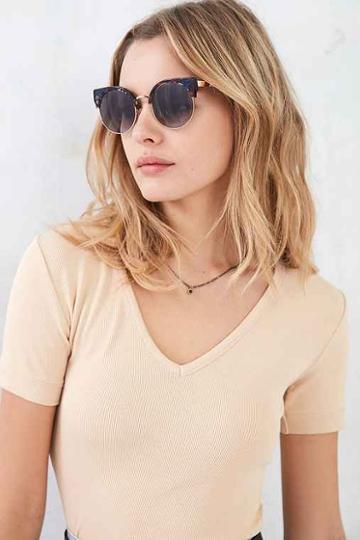 Urban Outfitters Goldendaze Round Cat-eye Sunglasses,blue Multi,one Size