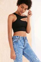 Urban Outfitters Truly Madly Deeply Stassi One Shoulder Crop Top,black,m