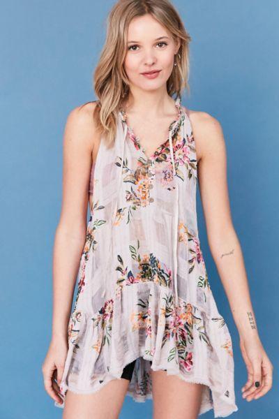Kimchi Blue Drop-waist Woven Henley Tunic Tank Top