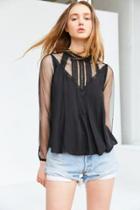 Urban Outfitters Kimchi Blue Jinny Mesh Lace Mock-neck Blouse