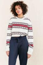 Urban Outfitters Urban Renewal Remade Cropped Fair Isle Sweater,cream,m/l
