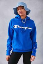 Urban Outfitters Champion + Uo Logo Patch Hoodie Sweatshirt,blue,m