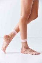 Urban Outfitters Out From Under Wide Fishnet Crew Sock,pink,one Size