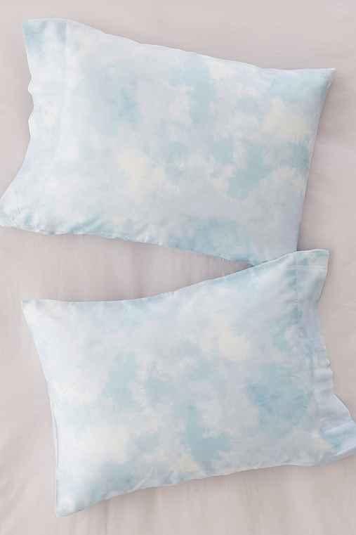 Urban Outfitters Subtle Tie-dye Pillowcase Set,blue,one Size