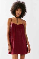 Urban Outfitters Kimchi Blue Spaghetti Strap Satin Mini Slip Dress,maroon,m