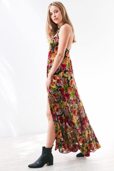 Ecote Lilyhandra Floral Velvet Burnout Maxi Dress