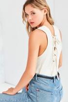 Ecote Textured Lace-up Back Tank Top