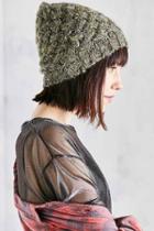 Urban Outfitters Slouchy Crosshatch Knit Beanie,green,one Size