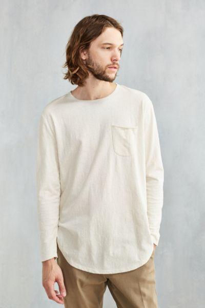 Urban Outfitters Nubby Linen Curved Hem Long Sleeve Tee