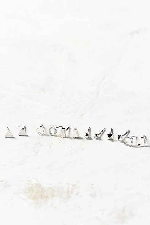 Urban Outfitters Itty Bitty Metal Earring Set,silver,one Size