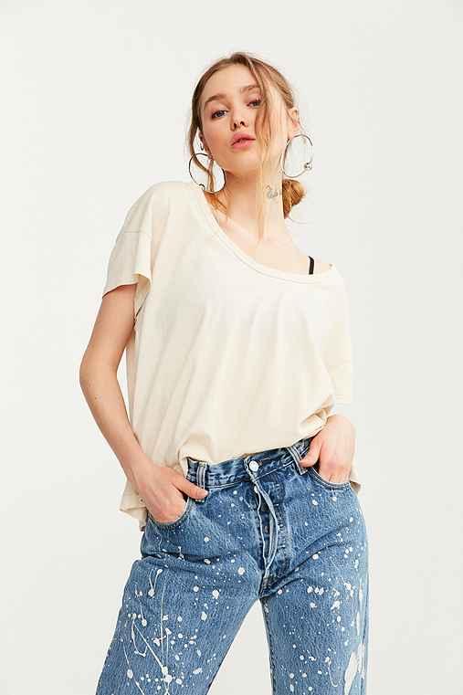 Urban Outfitters Bdg Cancel Out Scoopneck Tee,white,l