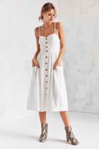 Urban Outfitters Cooperative Emilia Linen Button-down Midi Dress,white,xs