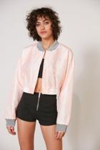 Urban Outfitters Without Walls Katey Embroidered Parachute Cropped Bomber Jacket
