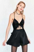 Urban Outfitters Finders Keepers Fernando Satin Tie-front Cutout Romper,black,l