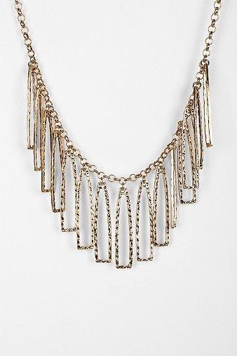 Hammered Geo Fringe Necklace