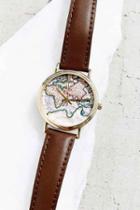 Urban Outfitters Around The World Leather Watch,brown,one Size