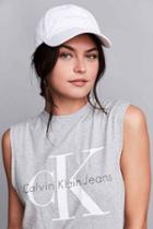 Urban Outfitters Calvin Klein Canvas Baseball Hat,white,one Size