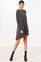 Urban Outfitters Silence + Noise Vienna Long-sleeve Dolman Mini Dress,washed Black,xs