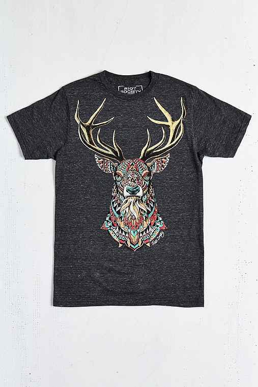 Urban Outfitters Riot Society Ornate Buck Tee,black,s